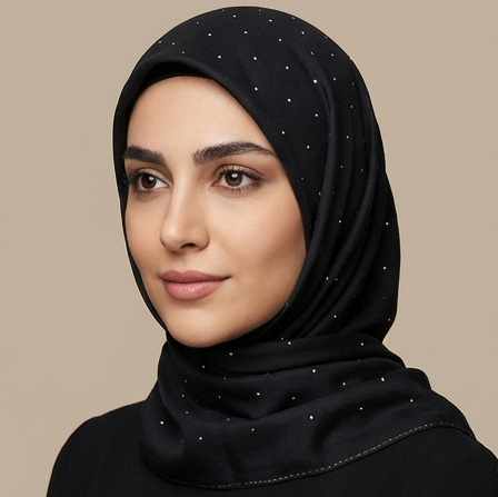 اول-1.png Black scarf with dew design - Image 1