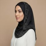 روسری مشکی طرح نگین - Image 4