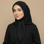 روسری مشکی طرح پاپیون - Image 6