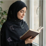 روسری مشکی طرح پروانه - Image 2