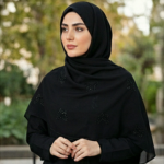 روسری مشکی طرح پروانه - Image 5