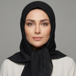 روسری مشکی طرح گوهر - Image 2